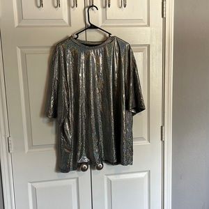 silver holographic glitter shirt